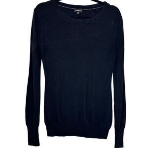 Express Crew Neck Rib-Knit Long Sleeve Pullover Sweater Black Large